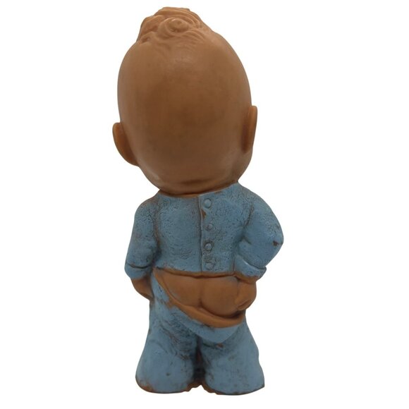 Vintage Rubber Kewpie Squeaker Toy Doll Blue Outfit 6" Collectible - Picture 3 of 3